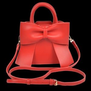 Red Bow Leather Shoulder Bag